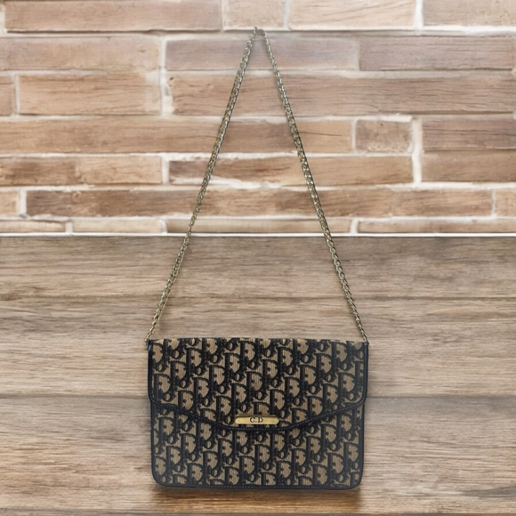Women's Dior Beige & Navy Canvas Clutch - Picture 1 of 14